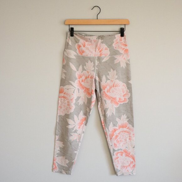 Aerie Women's Large Pink Floral High Rise Athletic Pocket Leggings - Picture 1 of 13